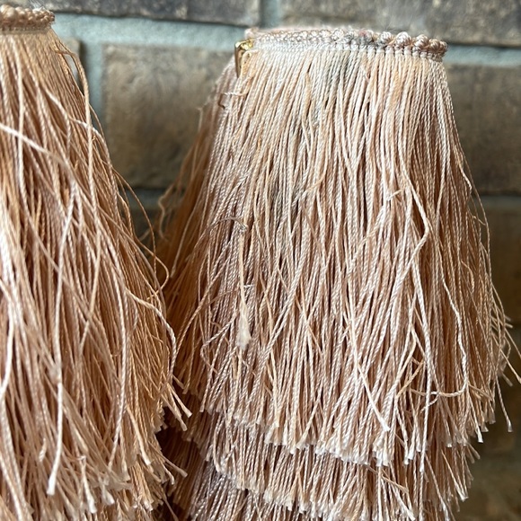 Nelly Bernal Mambo Champagne Fringe Open Toe Stiletto High Heels - Picture 8 of 12